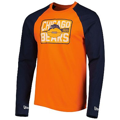 Men's New Era Orange Chicago Bears Throwback Raglan Long Sleeve T-Shirt