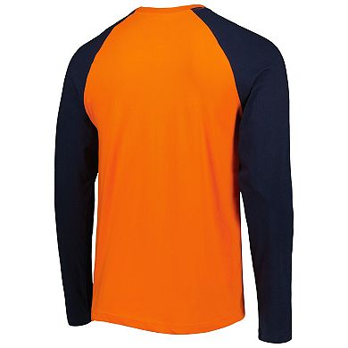 Men's New Era Orange Chicago Bears Throwback Raglan Long Sleeve T-Shirt