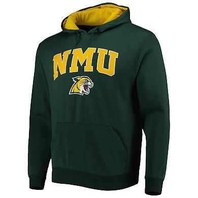 Men's Colosseum Green Northern Michigan Wildcats Arch & Logo 3.0 Pullover Hoodie