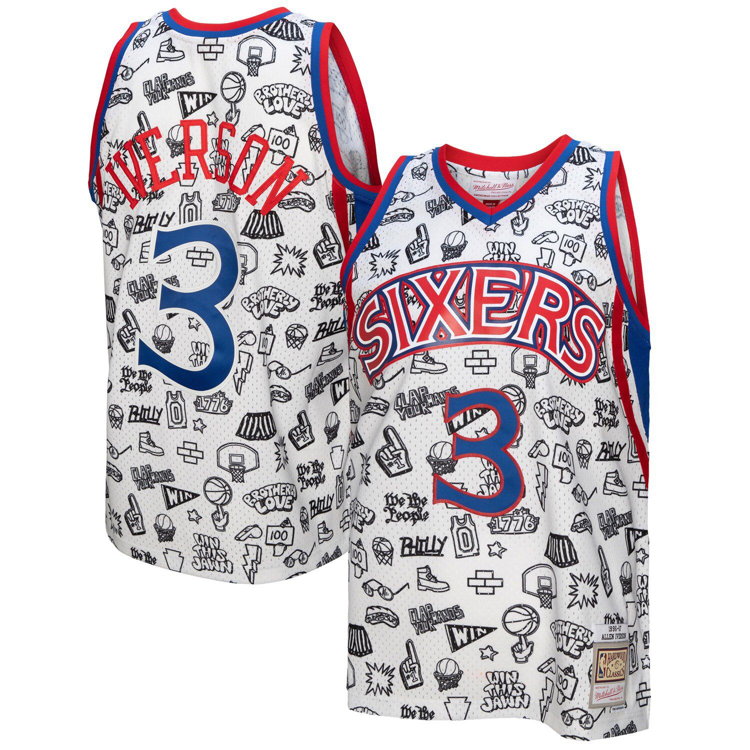 Youth Mitchell & Ness Allen Iverson Royal Philadelphia 76ers 1996-97  Hardwood Classics Swingman Throwback Jersey