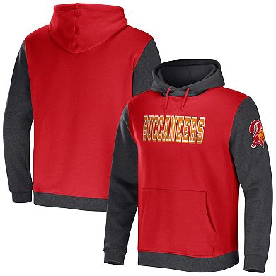 Men's NFL x Darius Rucker Collection by Fanatics Red/Charcoal Tampa Bay Buccaneers Colorblock Pullover Hoodie