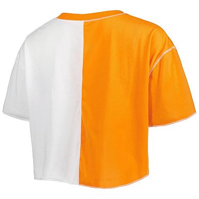 Women's ZooZatz Orange/White Tennessee Volunteers Colorblock Cropped T-Shirt