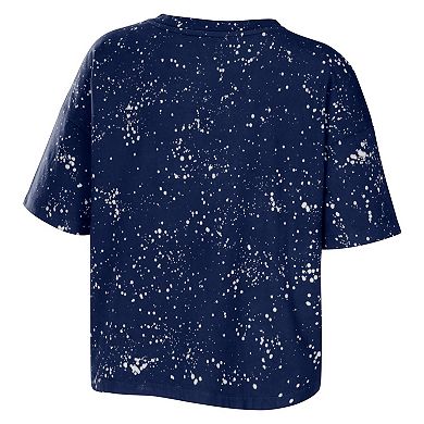 Women's WEAR by Erin Andrews Gray Penn State Nittany Lions Bleach Wash Splatter Notch Neck T-Shirt