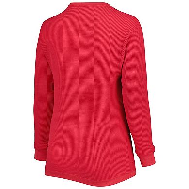 Women's Pressbox Crimson Oklahoma Sooners Surf Plus Size Southlawn Waffle-Knit Thermal Tri-Blend Long Sleeve T-Shirt