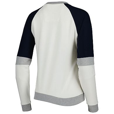 Women's Antigua Cream/Navy Tennessee Titans Avenue Raglan Pullover Sweatshirt