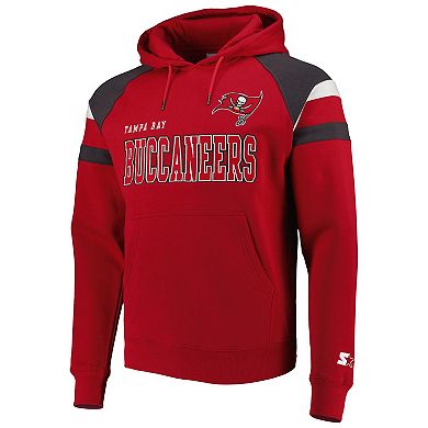 Men's Starter Red Tampa Bay Buccaneers Draft Fleece Raglan Pullover Hoodie