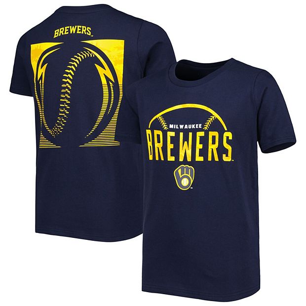 Youth Navy Milwaukee Brewers Blitz Ball T-Shirt