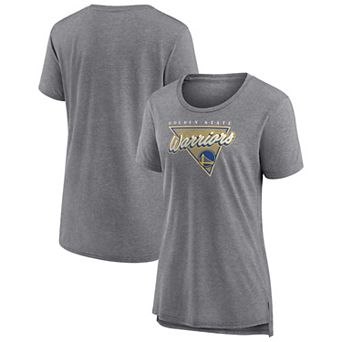 Women's Fanatics Branded Heathered Gray Golden State Warriors True Classics Tri-Blend T-Shirt