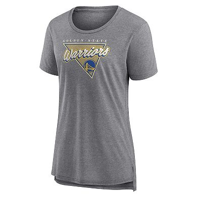 Women's Fanatics Branded Heathered Gray Golden State Warriors True Classics Tri-Blend T-Shirt