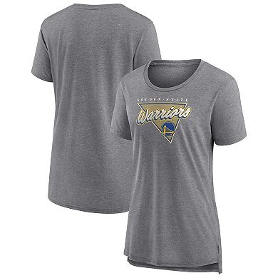 Women's Fanatics Branded Heathered Gray Golden State Warriors True Classics Tri-Blend T-Shirt