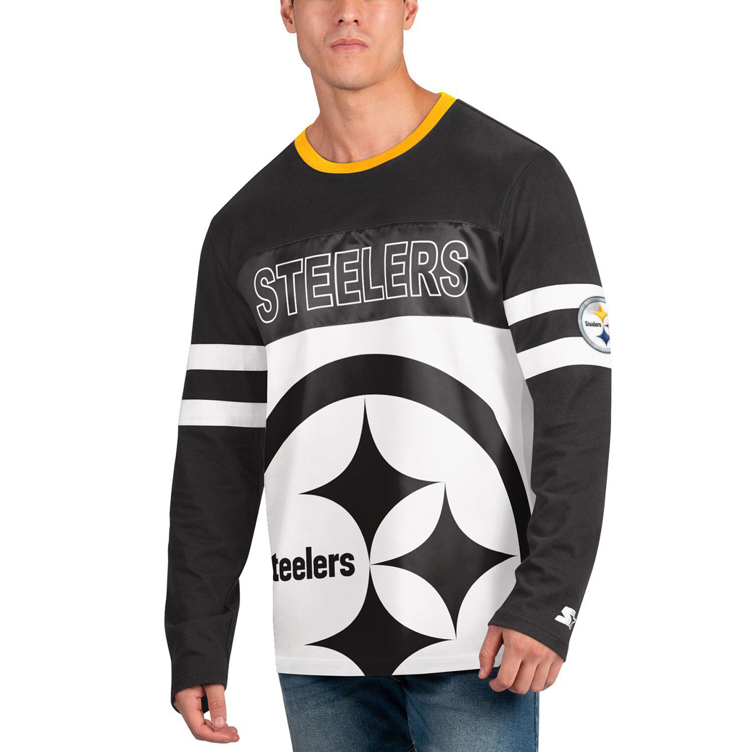 Men's Refried Apparel Black/Gray Pittsburgh Steelers Sustainable Upcycled Split T-Shirt Size: Medium