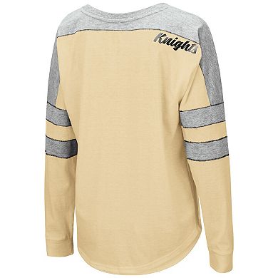 Women's Colosseum UCF Knights Gold Trey Dolman Long Sleeve T-Shirt