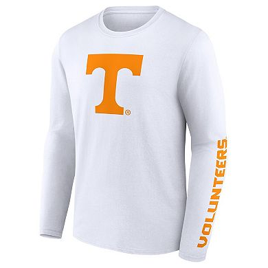 Men's Fanatics Branded White Tennessee Volunteers Double Time 2-Hit Long Sleeve T-Shirt