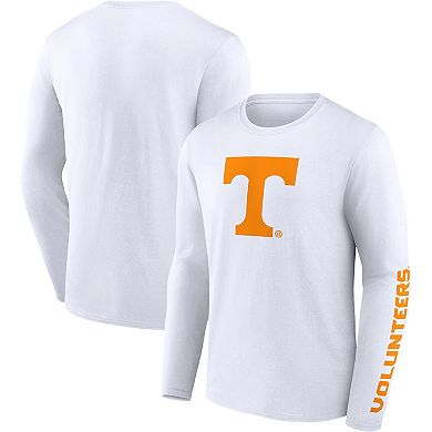 Men's Fanatics Branded White Tennessee Volunteers Double Time 2-Hit Long Sleeve T-Shirt