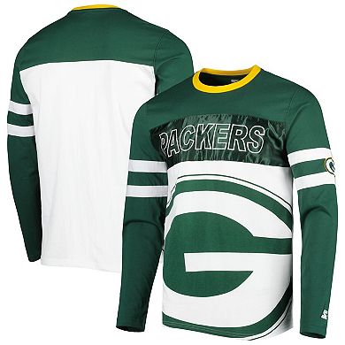 Men's Starter Green/White Green Bay Packers Halftime Long Sleeve T-Shirt