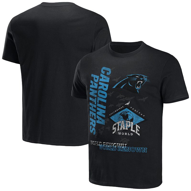 Mens NFL x Staple Black Carolina Panthers World Renowned T-Shirt, Size: Sm
