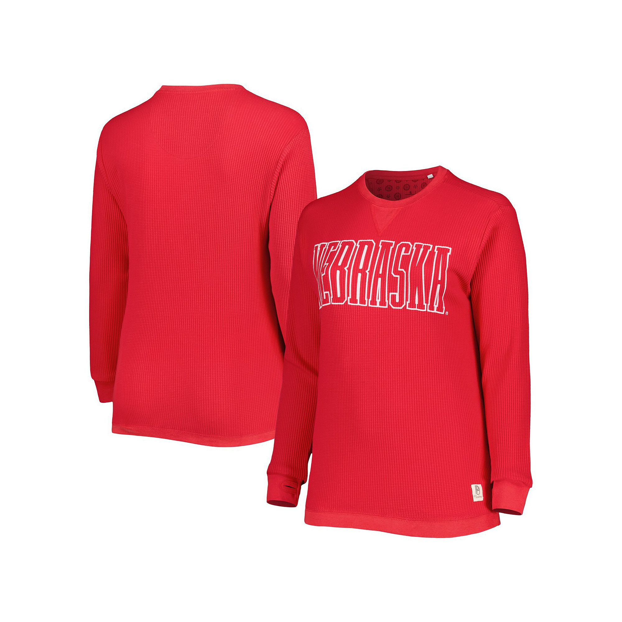 Womens Pressbox Scarlet Nebraska Huskers Surf Plus Size Southlawn Waffle-K