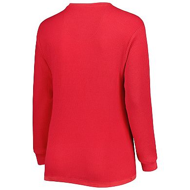 Women's Pressbox Scarlet Nebraska Huskers Surf Plus Size Southlawn Waffle-Knit Thermal Tri-Blend Long Sleeve T-Shirt