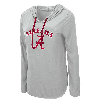 Women's Colosseum Heather Gray Alabama Crimson Tide My Lover Lightweight Hooded Long Sleeve T-Shirt