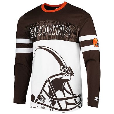 Men's Starter Brown/White Cleveland Browns Halftime Long Sleeve T-Shirt