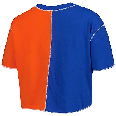 Women's ZooZatz Royal/Orange Florida Gators Colorblock Cropped T-Shirt
