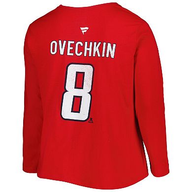 Women's Profile Alexander Ovechkin Red Washington Capitals Plus Size Name & Number Long Sleeve T-Shirt