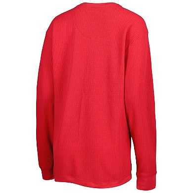 Women's Pressbox Red Wisconsin Badgers Surf Plus Size Southlawn Waffle-Knit Thermal Tri-Blend Long Sleeve T-Shirt