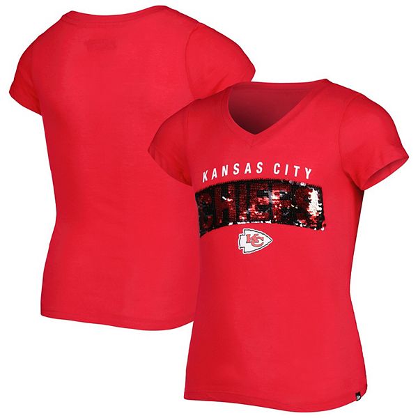 Girls Youth New Era Red Kansas City Chiefs Reverse Sequin Wordmark