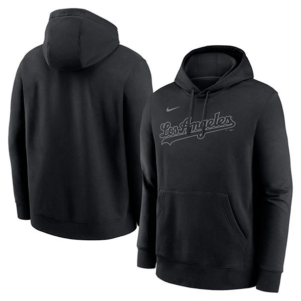 Nike Los Angeles Dodgers Pitch Black Wordmark Club Fleece Pullover Hoodie