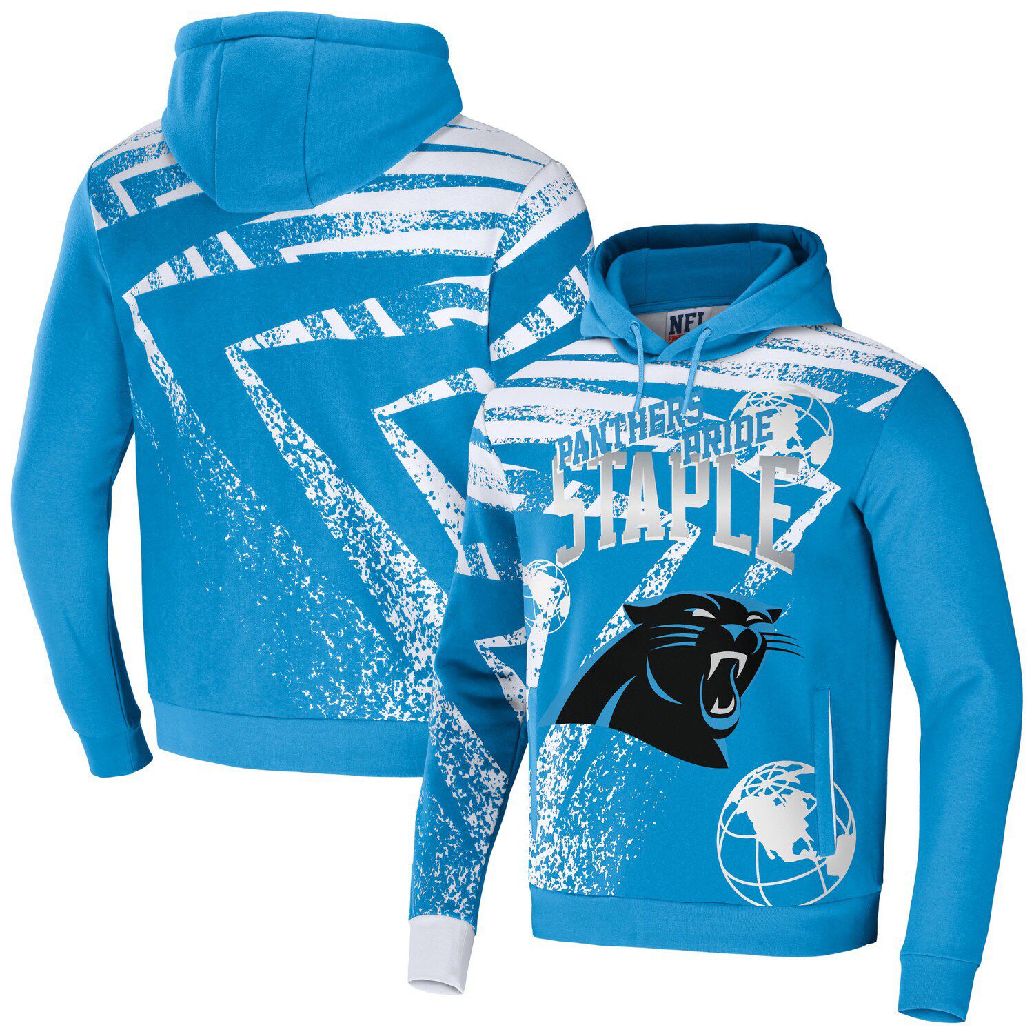 Carolina Panthers Mitchell & Ness All Over 2.0 Pullover Sweatshirt - Blue