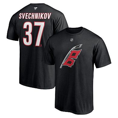 Men's Fanatics Branded Andrei Svechnikov Black Carolina Hurricanes Alternate Authentic Stack Name & Number T-Shirt