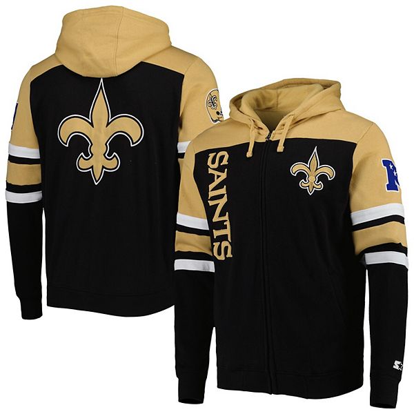 Men's Starter Black New Orleans Saints Extreme Full-Zip Hoodie Jacket