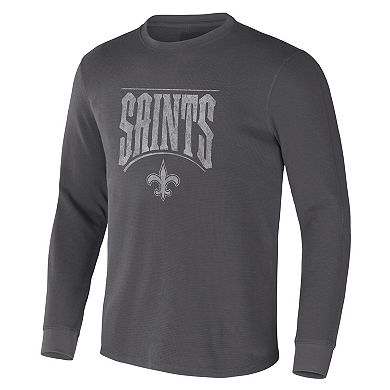 Men's NFL x Darius Rucker Collection by Fanatics Charcoal New Orleans Saints Long Sleeve Thermal T-Shirt