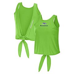 Men's Starter College Navy/Neon Green Seattle Seahawks Team Touchdown Fashion Tank Top Size: Small