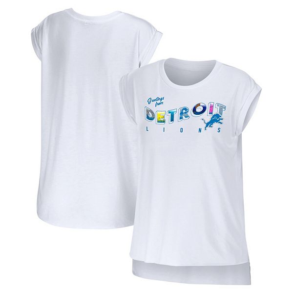 Women's WEAR by Erin Andrews White Detroit Lions Team Scoop Neck Tank Top