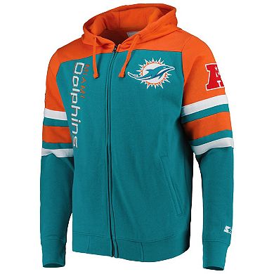 Men's Starter Aqua Miami Dolphins Extreme Full-Zip Hoodie Jacket