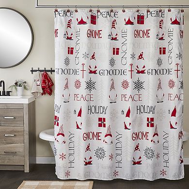 SKL Home Gnome Holiday Shower Curtain and Hand Towel Set