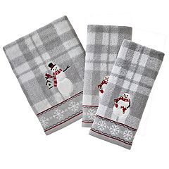 SKL Home Casual Monogram M Hand Towel Set, White, 2 Pc.