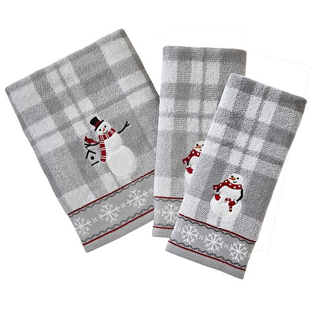 SKL Home Whistler Hand Towel Set, 16 x 25, Gray/Plaid 2 Count