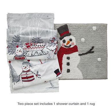 SKL Home Whistler Snowman Shower Curtain & Rug Set