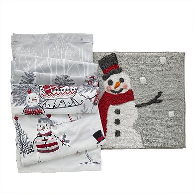 SKL Home Whistler Snowman Shower Curtain & Rug Set