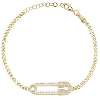 Sunkissed Sterling Cubic Zirconia Pave Safety Pin Bracelet