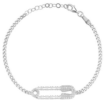 Sunkissed Sterling Cubic Zirconia Pave Safety Pin Bracelet