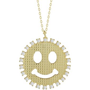 Sunkissed Sterling Cubic Zirconia Smiley Face Medallion Necklace