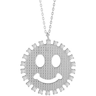 Sunkissed Sterling Cubic Zirconia Smiley Face Medallion Necklace