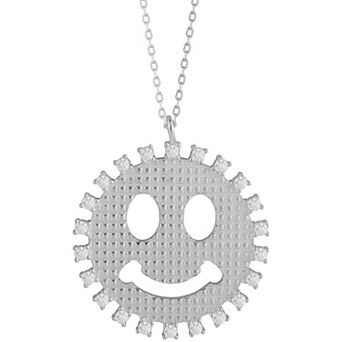 Sunkissed Sterling Cubic Zirconia Smiley Face Medallion Necklace