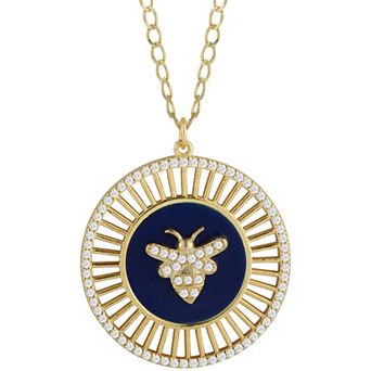 Sunkissed Sterling Cubic Zirconia Bee Medallion Necklace