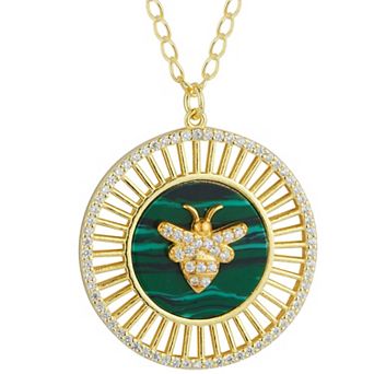 Sunkissed Sterling Cubic Zirconia Bee Medallion Necklace
