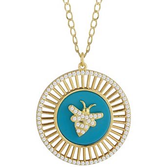 Sunkissed Sterling Cubic Zirconia Bee Medallion Necklace