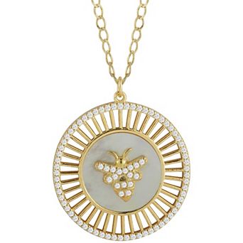 Sunkissed Sterling Cubic Zirconia Bee Medallion Necklace